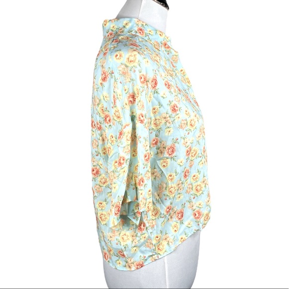 Philosophy Floral Print Crop Top Blouse Blue Pink Yellow Size XSmall - Picture 3 of 9